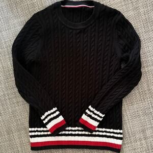TOMMY HILFIGER 100% Cotton Crewneck Cable Knit Tennis Preppy Pullover Sweater M